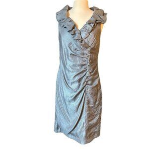 Adrianna Papell | Women's Shimmer Gray & Silver Ruched Cocktail Dress Size 10
